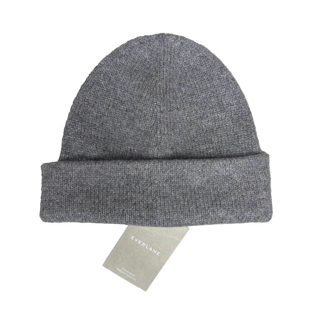 Everlane Merino Wool Beanie Hat Knit Heathered Gray OS Adult
